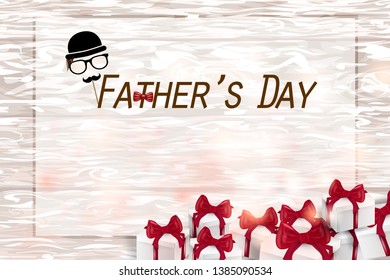 Happy Father's Day card on wooden background. Greetings and presents for Father's Day.Vector illustration Greeting card template.
