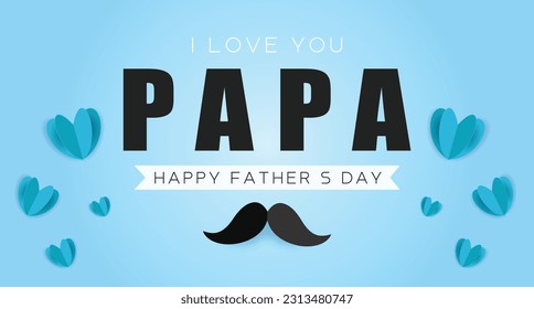 Happy father's day card on blue background Vector illustration. Happy Father Day design for greeting card, poster, banner, printing, mailing. 
