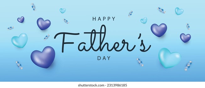 Happy father's day card on blue background Vector illustration. Happy Father Day design for greeting card, poster, banner, printing, mailing. 