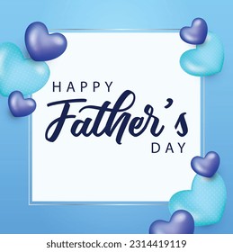 Happy father's day card on blue background Vector illustration. Happy Father Day design for greeting card, poster, banner, printing, mailing. 