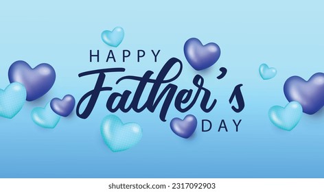 Happy father's day card on blue background Vector illustration. Happy Father Day design for greeting card, poster, banner, printing, mailing. 