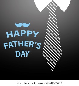 happy fathers day card on tie and black shirt background vector illustration