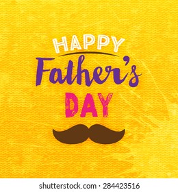 Happy Father's Day Card with Orange Canvas Texture Background with Pattern. Retro Style Design