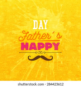 Happy Father's Day Card with Orange Canvas Texture Background with Pattern. Retro Style Design