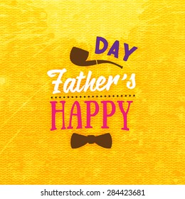 Happy Father's Day Card with Orange Canvas Texture Background with Pattern. Retro Style Design