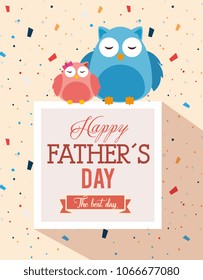 happy fathers day card with owls
