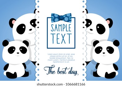 happy fathers day card with panda bears