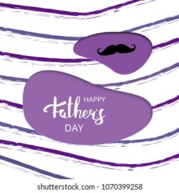 Happy Father's Day card with papercut shapes. Handwritten lettering.  Vector Illustration.