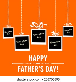 Happy Father's Day card. Photo frame. Vector Illustration
