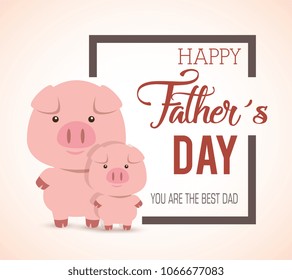 happy fathers day card with pigs