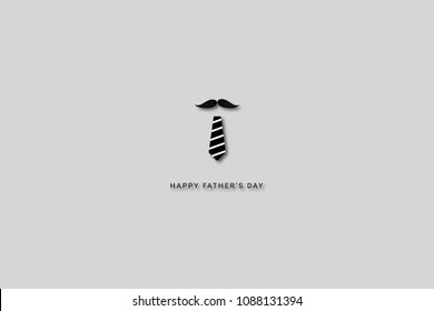 Happy father's day card, poster and  flyer design illustration with mustache and tie. father's day concept design and illustration.