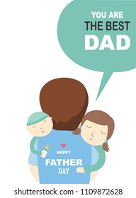 Happy Father's Day card ,poster,template,greeting cards,son,hug,Vector illustrations
