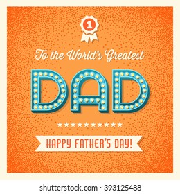 Happy Father's Day card with retro light bulb font