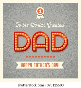 Happy Father's Day Card With Retro Light Bulb Font