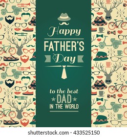 Happy Father's Day Card In Retro Style. Vector illustration.