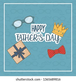 happy fathers day card with set icons