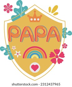 Happy Father's Day Card Shield Flat Symbol Sticker Illustration Design