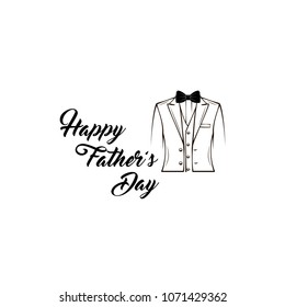 Happy fathers day card. Suit, Bow tie. Greeting card design with elegant costume. Dads holiday. Vector illustration
