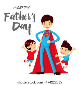 Happy Father's Day Card - Super Hero Dad To The Rescue
