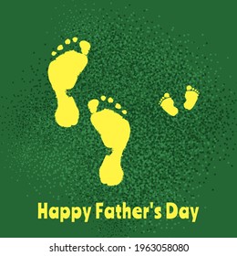 Happy Father's Day card template with symbol of footprints.