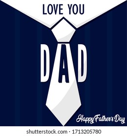 Happy fathers day card. Tie on a shirt collar - Vector