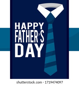 Happy fathers day card. Tie on a shirt collar - Vector