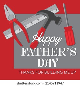 happy father's day card with tools and text