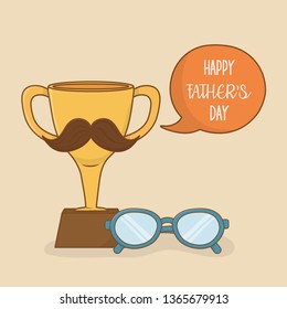 happy fathers day card with trophy cup