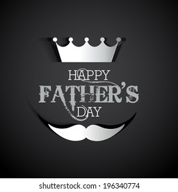 Happy Fathers day card with type font, crown and mustache, gift card template