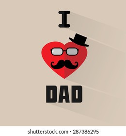 Happy fathers day card  type font. Happy fathers day with Long Shadow. All in a single layer. Vector illustration. Elements for design