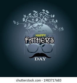 Happy father's day card Vector illustration. Happy fathers day handwritten lettering. Vector calligraphy with Old Tree texture on background.