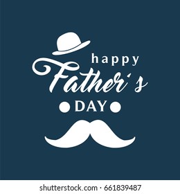 Happy father's day card Vector illustration. Typography on navy blue background.