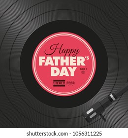 Happy fathers day card. Vinyl illustration red background, vector design editable.