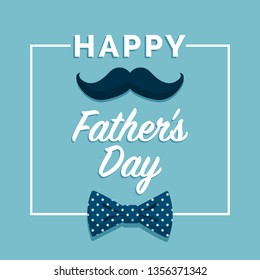 Happy Father's day card with wishes, moustache and polka dot bow tie