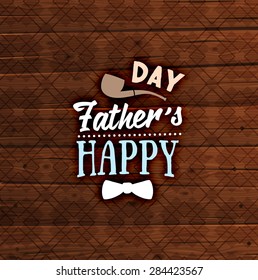 Happy Father's Day Card with Wood Background with Pattern. Retro Style Design