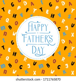 Happy Father's day card with yellow cartoon lettering backdrop