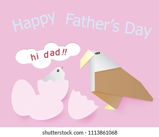 Happy father's day card,eagle and his baby origami,vector illustration.