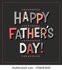 Happy Father's Day in cartoon doodle font. Typography design for greeting cards, web banners. Vector Illustration.