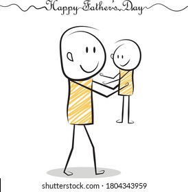 happy father's day cartoon stickman poster with copy space for your text. vector illustration.