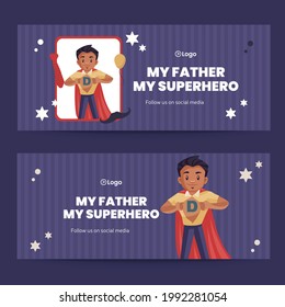 Happy father's day cartoon style banner design template