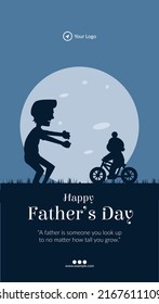 Happy father's day cartoon style portrait template design.
