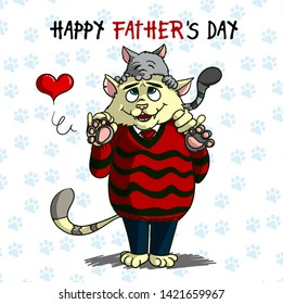 Happy Father's Day Cat family vector illusturation