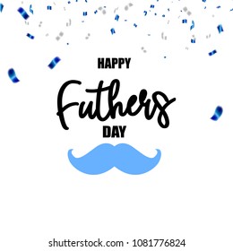Happy fathers day Celebration background template with confetti blue ribbons.