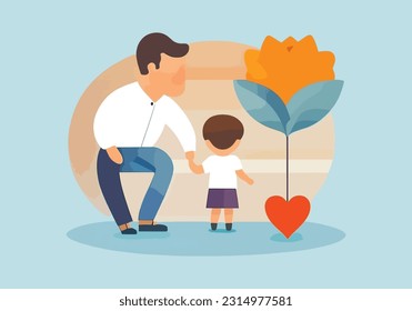 Happy Father's Day celebration cartoon characters vector illustration. Happy Father's Day greeting card design