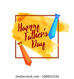 Happy Father's Day celebration concept with neck ties on yellow and white background.