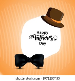Happy fathers day celebration greeting card with hat and bow tie