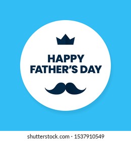 Happy father's day celebration poster background with mustache and king crown vector illustration. simple minimal clean design.