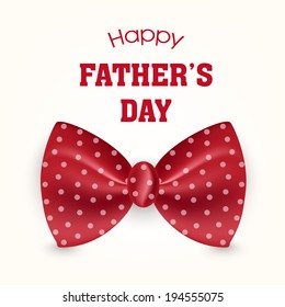 Happy Father's Day celebrations poster, banner or flyer design with bow in red colour on grey background.