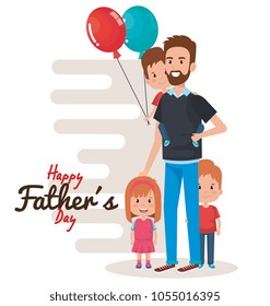 happy fathers day characters with balloons air
