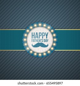 Happy Fathers Day circle Label with blue Ribbon